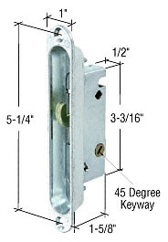 CRL 1" Wide Mortise Lock and Plate with 45 Degree Keyway