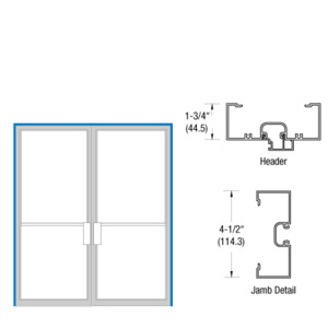 CRL-U.S. Aluminum Double Doors NOA 1-3/4" x 4-1/2" Up and Over Frame for Pair 72" x 84" Doors with Offset Pivots for Surface Mount Closer White Kynar Paint