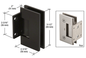 CRL Matte Black Geneva 074 Series Wall Mount Short Back Plate Hinge