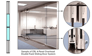 CRL Brushed Stainless 2-Panel Overhead Single Track Sliding Door System