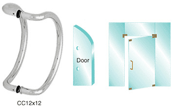 CRL Polished Stainless 12" Glass Mounted Curved Pull Handle