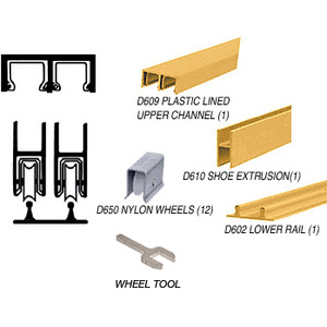 CRL Gold Anodized Track Assembly D609 Upper and D602 Lower Track with Nylon Wheels