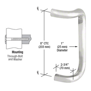 CRL Polished Stainless 8" Single Offset Door Pull