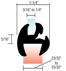 CRL Two-Piece Self-Sealing Universal Weatherstrip 23/32" to 25/32" Panel - 3/16" to 1/4" Glass