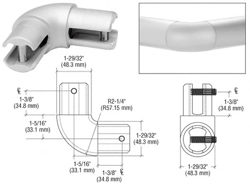 CRL Satin Anodized ACRS 90º Elbow