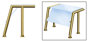 CRL Polished Brass Contemporary 303 Series 1-1/2" Tubing Glass On Top and Front Only Moveable Glass Sneeze Guard