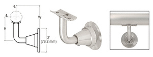CRL Brushed Stainless Newport Series Wall Mounted Hand Rail Bracket