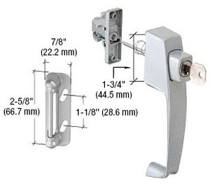 CRL Aluminum Screen and Storm Door Keyed Push Button Latch with Tie Down Screw and 1-3/4" Screw Holes