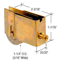 CRL 1-1/4" Steel Ball Bearing Sliding Glass Door Roller with 25/32" Wide Housing for Crown and Penco Doors