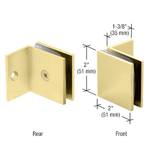 CRL Satin Brass Fixed Panel Square Clamp With Small Leg