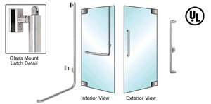 CRL-Blumcraft® Brushed Stainless Right Hand Reverse Glass Mount with Keyed Lock "X" Exterior, Top Securing Panic Handle