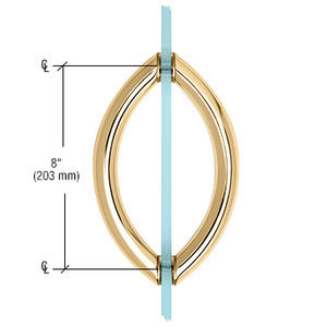CRL Polished Brass 8" Crescent Style Back-to-Back Pull Handles Without Metal Washers