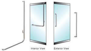 CRL-Blumcraft® Brushed Stainless Right Hand Double Acting Low Profile Mount "X" Exterior Dummy Handle