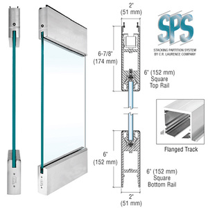 CRL Brushed Stainless Type 3 Flanged SPS with 6" Square Rails Top and Bottom