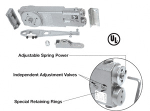 CRL 90º No Hold Open Adjustable Spring Power Overhead Concealed Door Closer "GE" Package