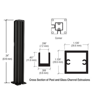 CRL Semi-Gloss Black 24" Corner Design Series Partition Post