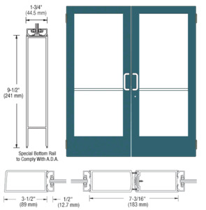 CRL-U.S. Aluminum Custom KYNAR® Paint Custom Pair Series 400 Medium Stile Butt Hinged Entrance Doors for Surface Mount Door Closers