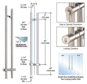 CRL 316 Brushed Stainless 60" Upwards Locking Ladder Pull