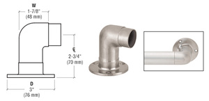 CRL Brushed Stainless Flush Wall Return for 1-1/2" Tubing