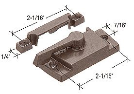 CRL Bronze Sash Lock with Lugs - 7/16" Backset 2-1/16" Mounting Holes