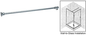CRL Chrome 51" Frameless Shower Door Fixed Panel Wall-to-Glass Support Bar for 3/8" to 1/2" Thick Glass
