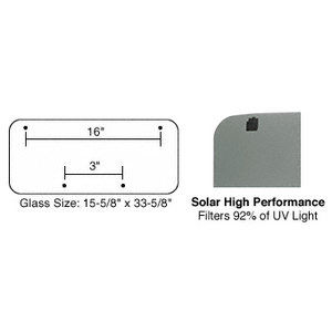 CRL/SFC 17 x 35 AutoPort Sunroof Black Dot Matrix Replacement Glass