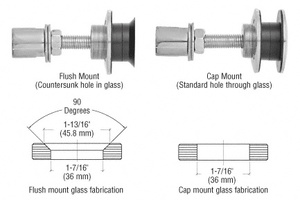 CRL 316 Brushed Stainless Steel Rigid Combination Fastener for 1/2" to 1-1/16" Tempered Glass