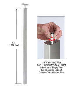 CRL Brushed Stainless 54" P9 Series 180 Degree Blank Post