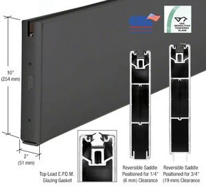 CRL Black Powder Coat 10" x 240" Length Square Sidelite Rail