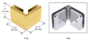 CRL Unlacquered Brass Beveled Style 90º Glass-to-Glass Clamp
