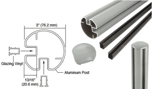 CRL Agate Gray 3" Diameter Round 90 Degree 36" Corner Post Kit