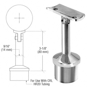 CRL Polished Stainless Post Mounted Adjustable Radius Saddle Hand Rail Support