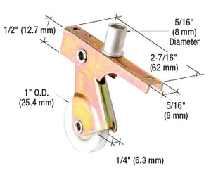 CRL 1" Nylon Center Groove Sliding Screen Door Roller With Top Adjustment Screw for Bay-Mill Doors