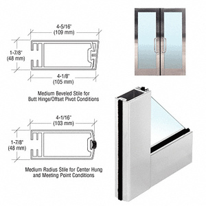 CRL 4" Satin Anodized Medium Stile Clad Full Framed Door