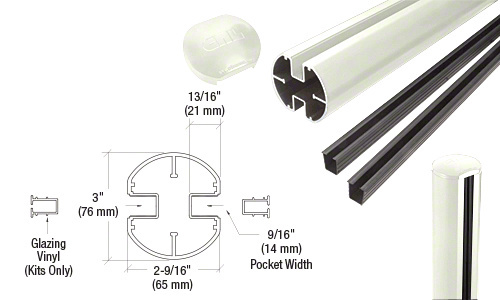 CRL Oyster White 3" Diameter Round 180 Degree 36" Center Post Kit