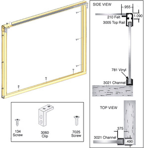 CRL Brite Gold Anodized Wood End Showcase Radius Profile Front Assembly