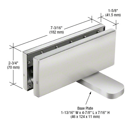 CRL Satin Anodized Hydraulic Patch Fitting with 2-9/16" Setback - 90º Hold Open Model