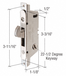 CRL 1/2" Wide Round End Face Plate Mortise Lock for Adams Rite® Doors and a 22-1/2 Degree Keyway