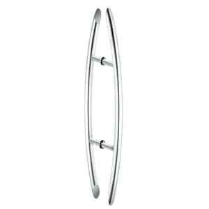 CRL Polished Stainless Glass Mounted Crescent Mid-Mount Back-to-Back Pull Handle - 24" (610 mm)
