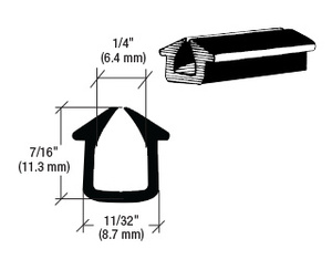 CRL Rubber Glazing Channel for 1/4" Material - 11/32" Base Width