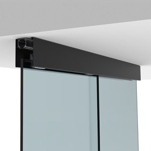 CRL50 Matte Black Series Single Sliding Door with One Fixed Sidelite Panel Structural Ceiling Mount Kit