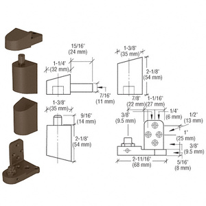 CRL Dark Bronze Offset Right Hand Pivot Set with 3/32" Recess