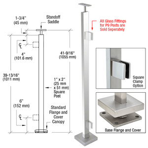 CRL Polished Stainless 42" P9 Series End Post Railing Kit