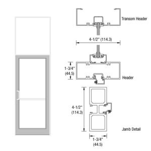 CRL-U.S. Aluminum White KYNAR® Paint 39-1/2" x 126" Series DF800 Tubular Butt Hinge Transom Frame Complete (1FT)
