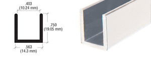 CRL Satin Anodized Frameless Shower Door Aluminum Deep U-Channel for 3/8" Thick Glass - 144"