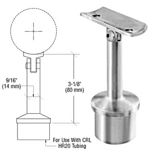 CRL Brushed Stainless Post Mounted Adjustable Radius Saddle Hand Rail Support