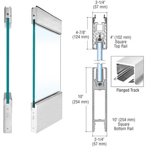 CRL Brushed Stainless Type 2 Flanged SPS with 4" Square Rail on the Top and 10" Square Rail on the Bottom