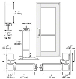 CRL-U.S. Aluminum White KYNAR® Paint Custom Single Series 850 Durafront Wide Stile Offset Pivot Entrance Door for Surface Mount Door Closer