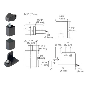 CRL Jackson® Dark Bronze Right Hand 3/4" Offset Pivot Hinge Set - Flush with Frame Face