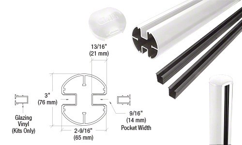 CRL Sky White 3" Diameter Round 180 Degree 36" Center Post Kit